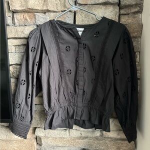 Rouje black cotton crop blouse